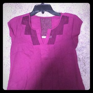 Purple Short-Sleeve Blouse